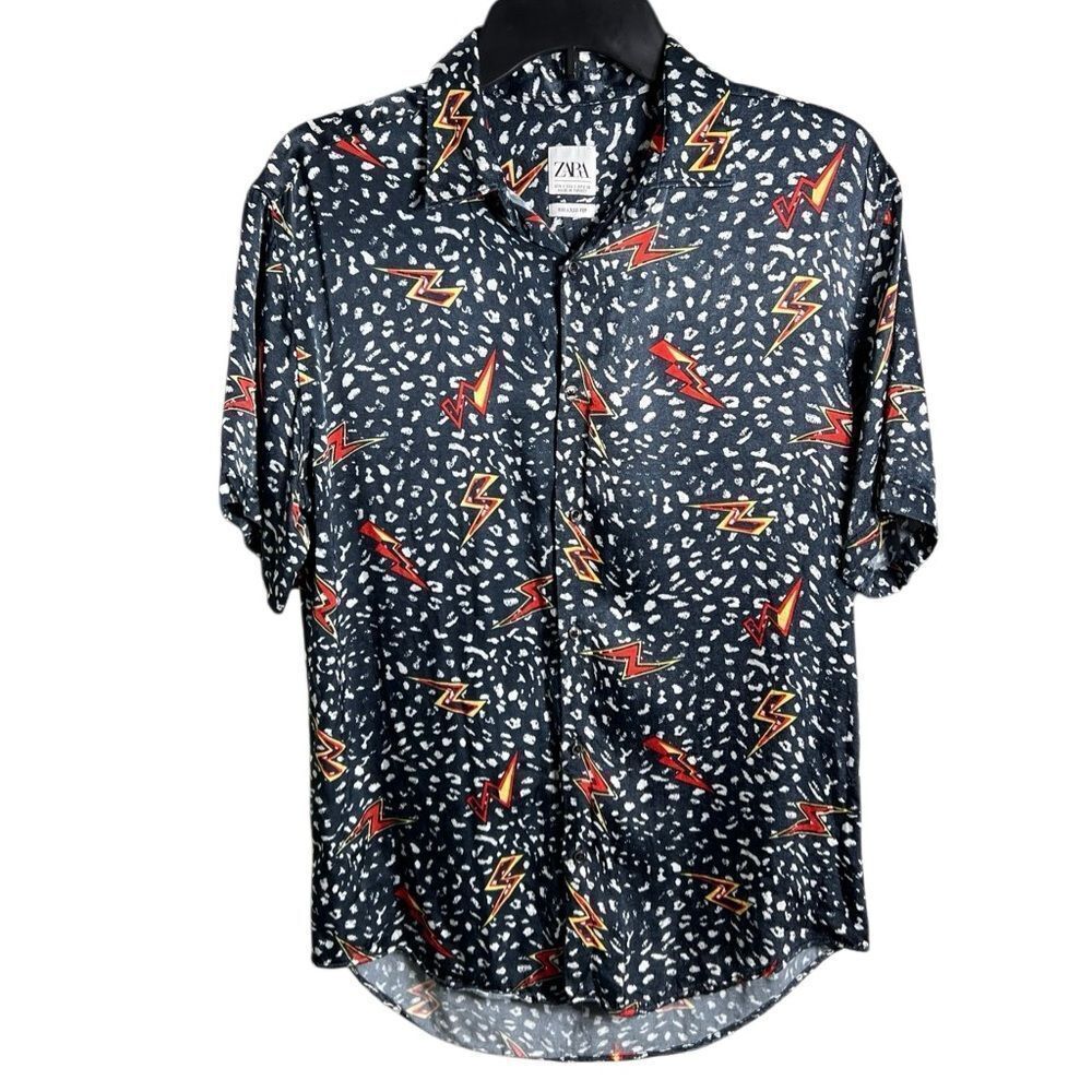 Zara Men's lightning bolts design Multi Print Shirt Size Small Worn on TV